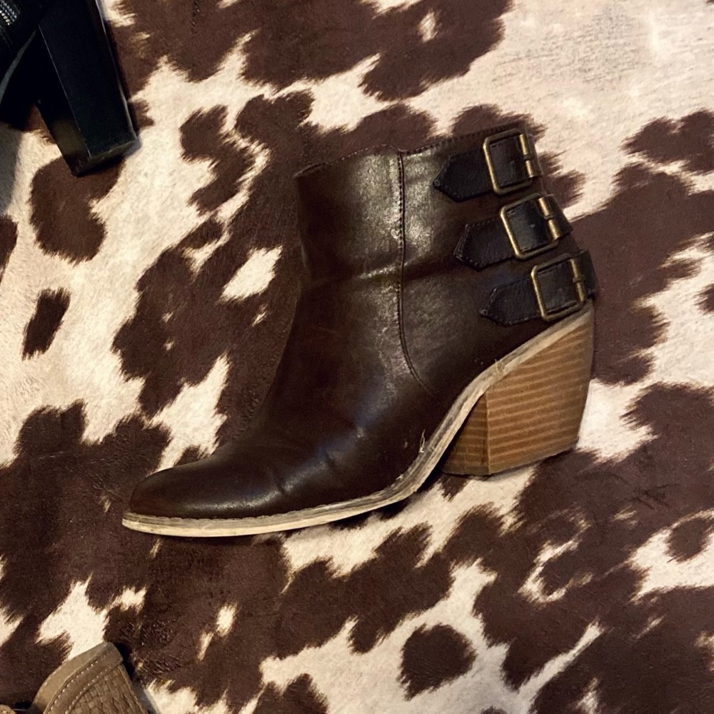 Brown Side Buckle Booties